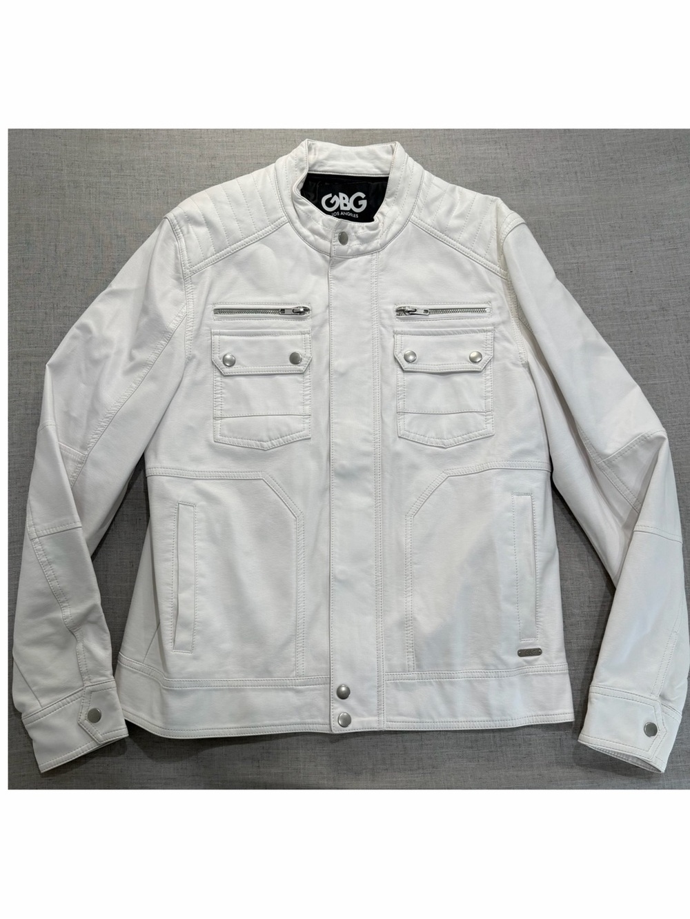 GBG Los Angeles White Men's Biker-Inspired Jacket
